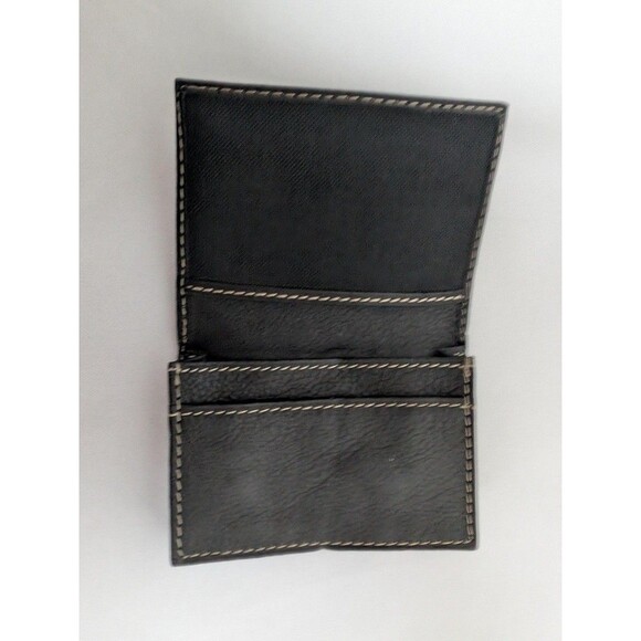 Fossil Mens Black Pebbled Leather Small Bifold Card Holder Wallet Snap ID Pocket - Picture 4 of 7